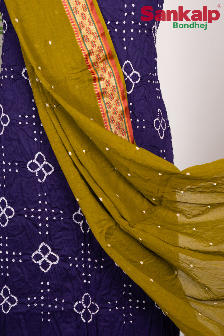 Cotton Purple Dress Material with Dark Yellow Duptta