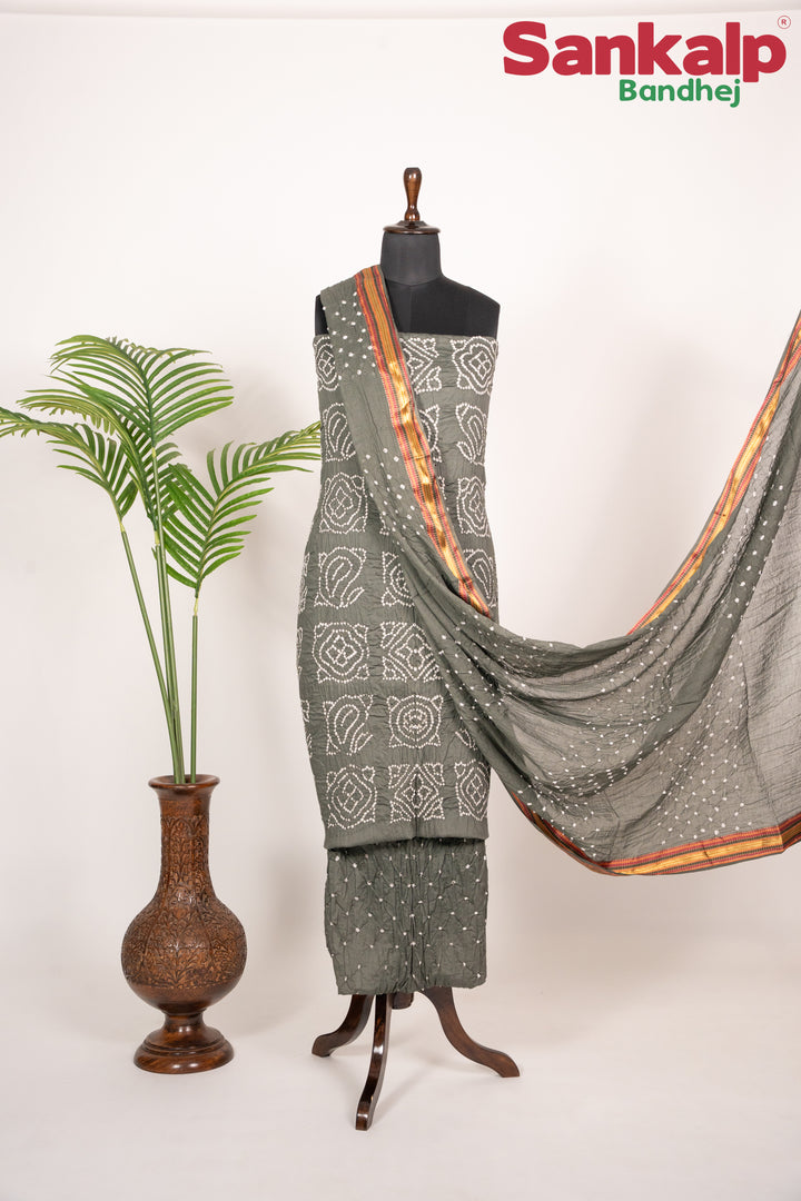 Grey Badhani  Cotton Satin 3 Piece Suit Material