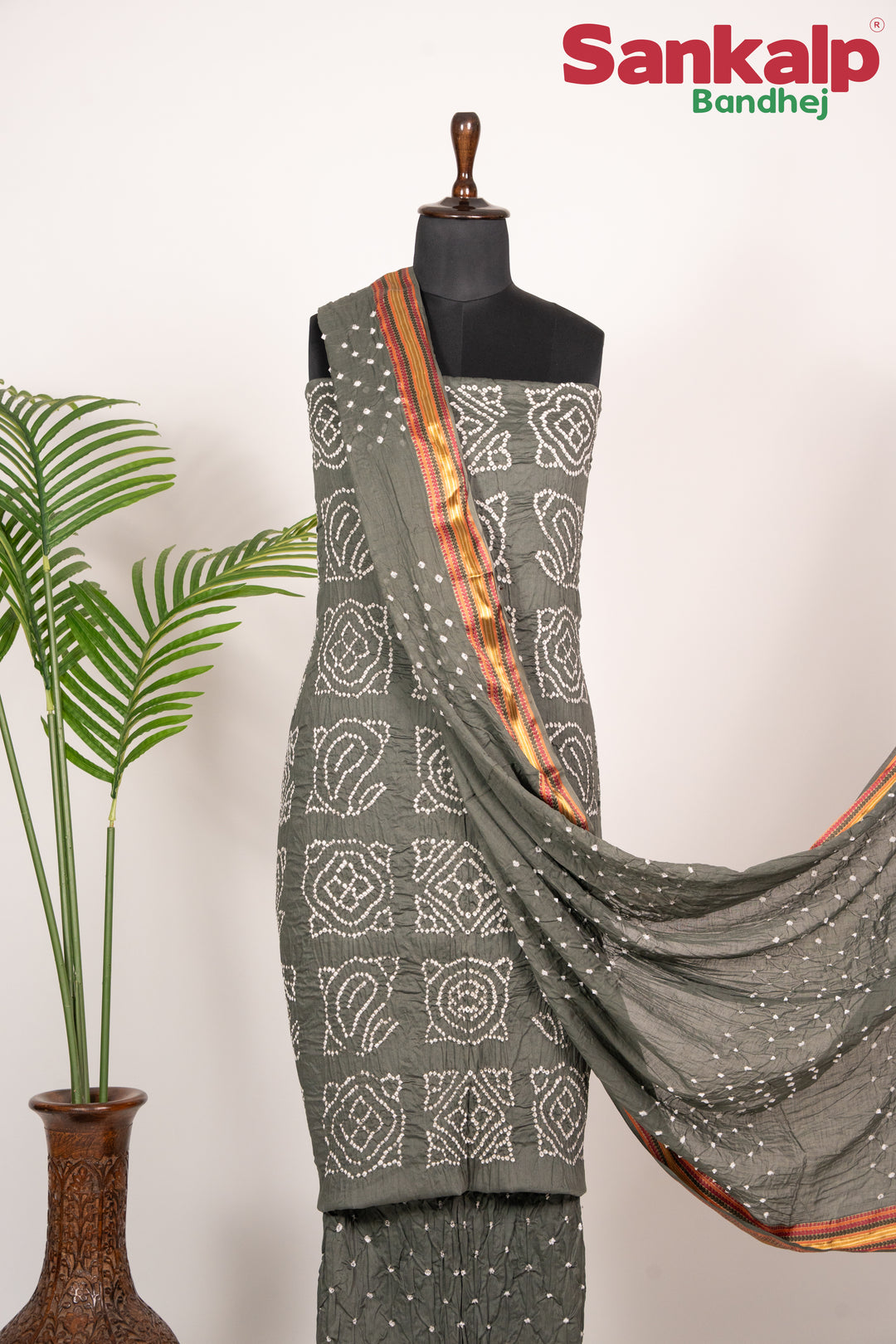 Grey Badhani  Cotton Satin 3 Piece Suit Material