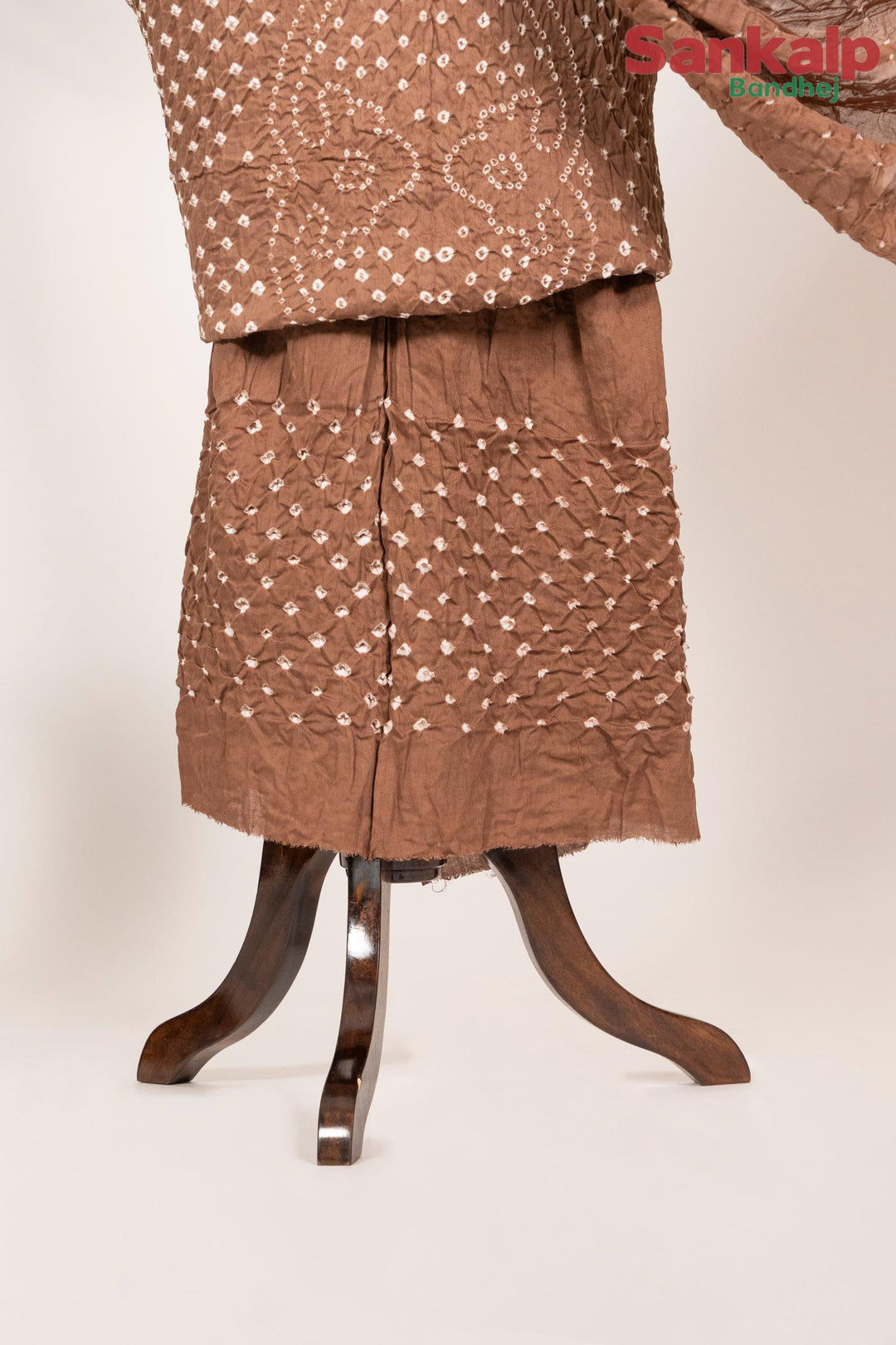 Brown Bandhej 3 piece Dress material