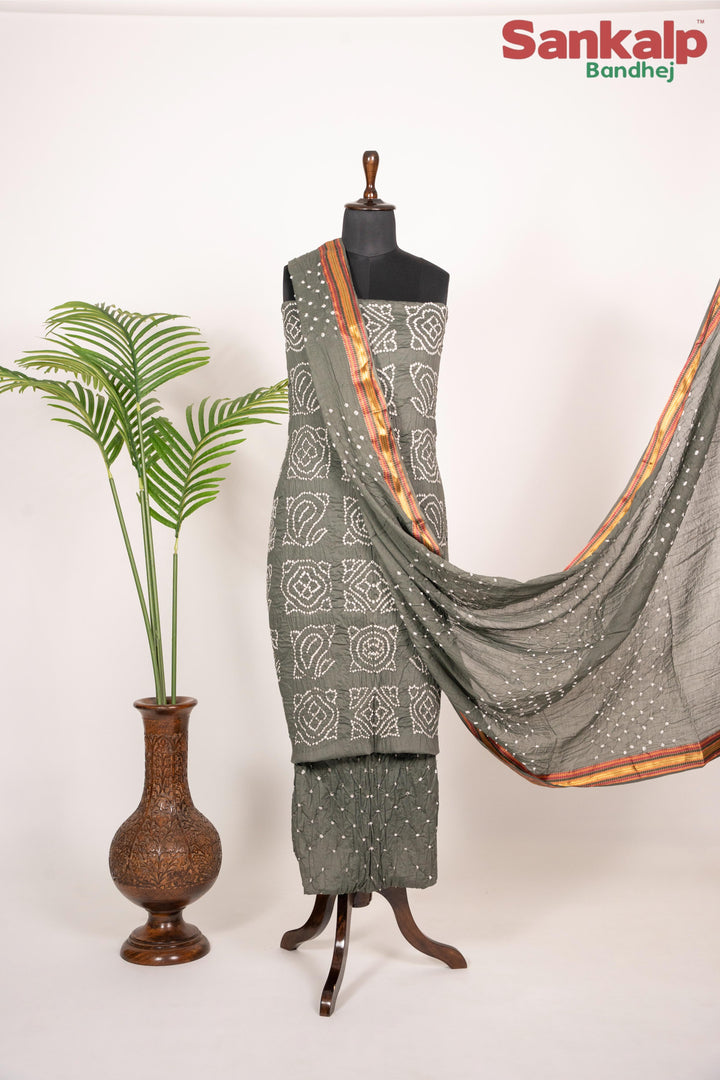 Grey Badhani  Cotton Satin 3 Piece Suit Material