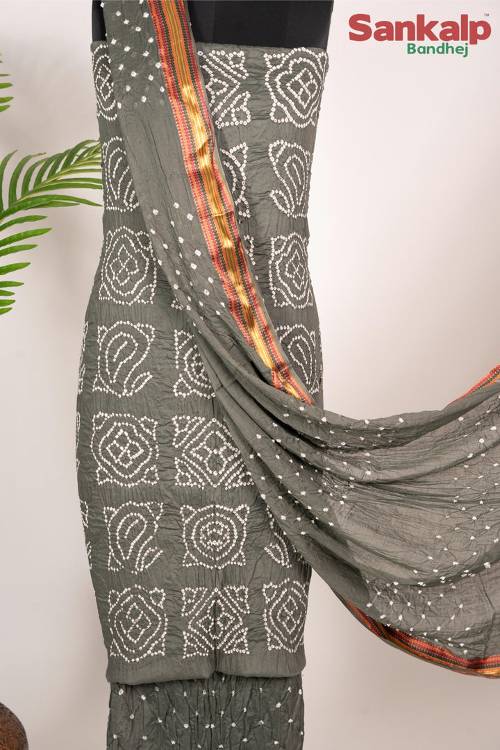 Grey Badhani  Cotton Satin 3 Piece Suit Material
