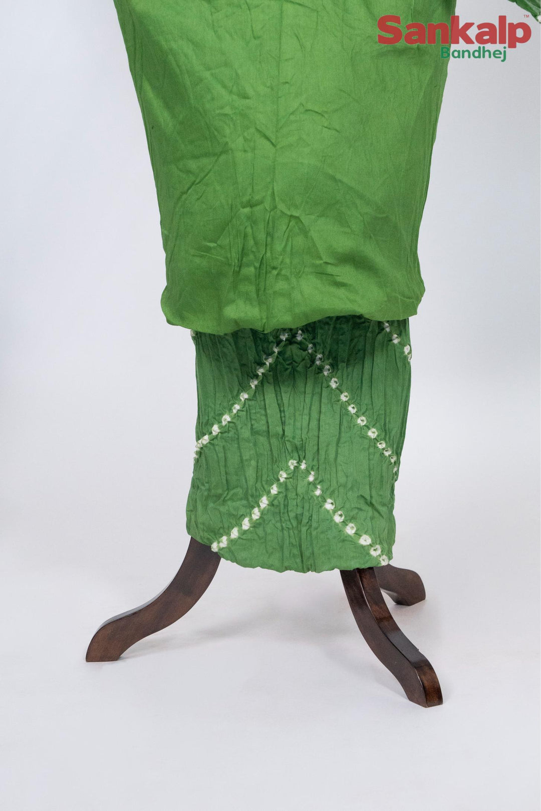 Green Cotton Satin Suit Material with Neck Embroidery