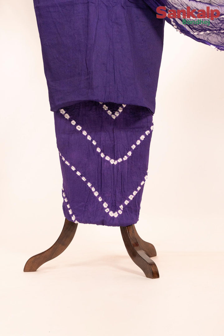 Purple Cotton Satin Suit Material with Neck Embroidery