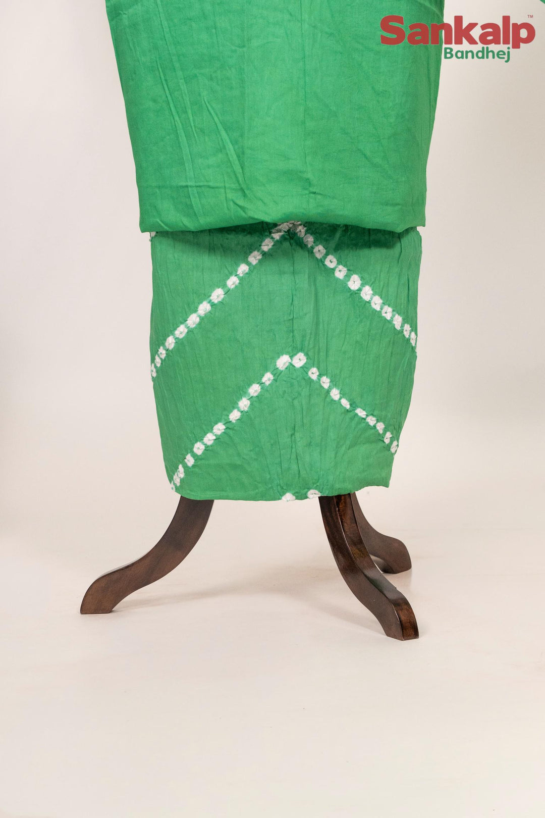 Pastel Green Cotton Satin Suit Material with Neck Embroidery