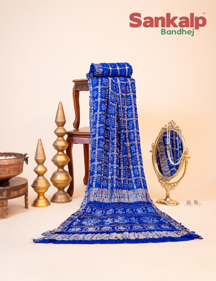 Rich Blue Gajji Nakshi Gharchola Bandhani Saree