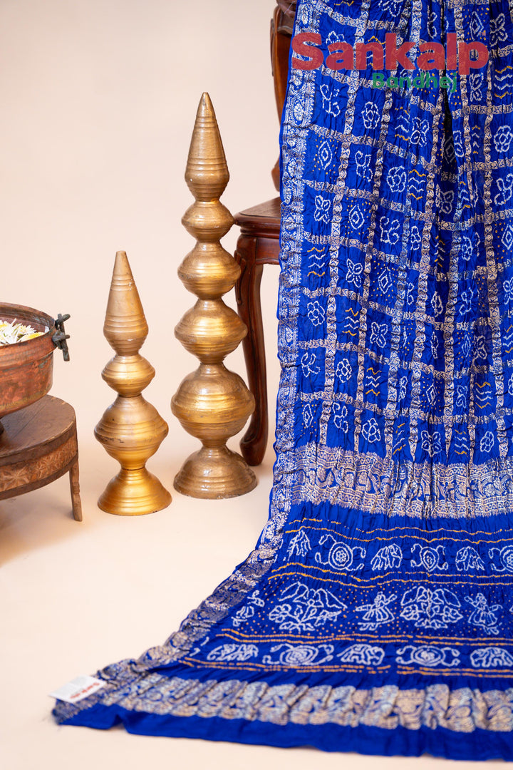 Rich Blue Gajji Nakshi Gharchola Bandhani Saree