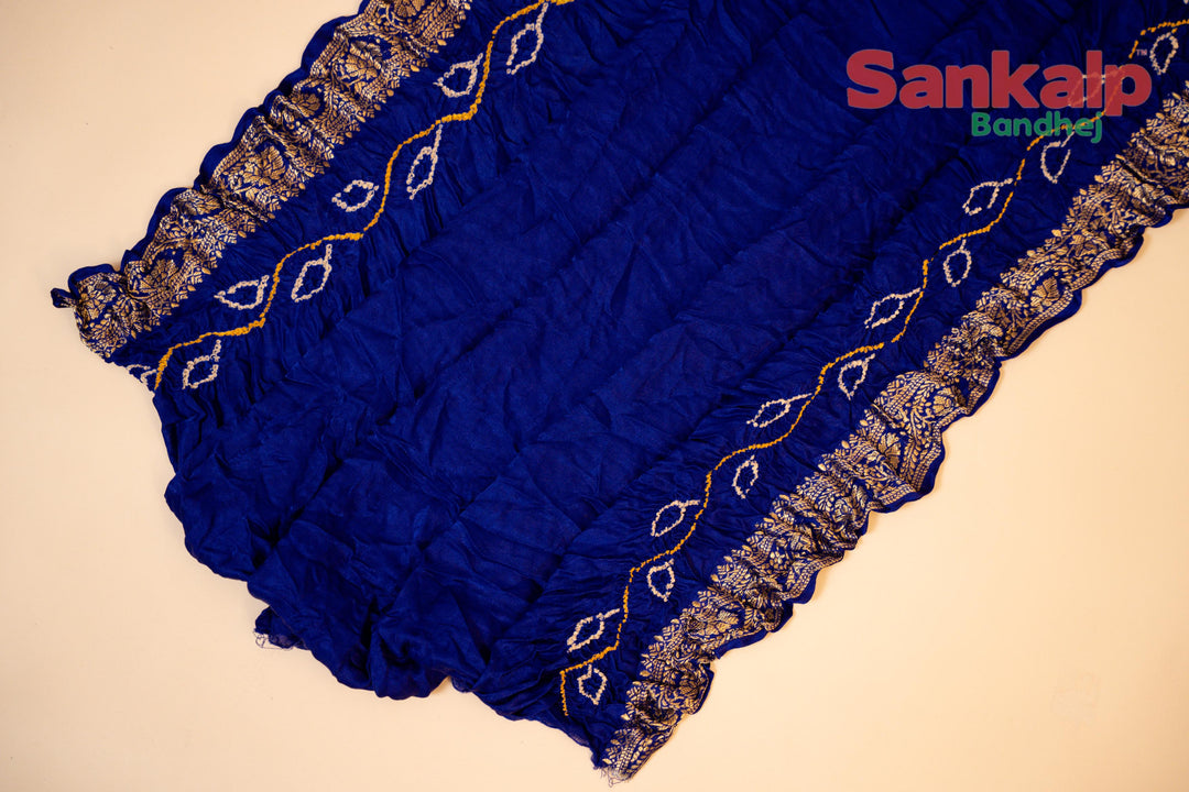 Rich Blue Gajji Nakshi Gharchola Bandhani Saree