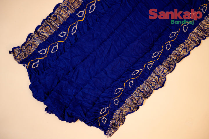 Rich Blue Gajji Nakshi Gharchola Bandhani Saree