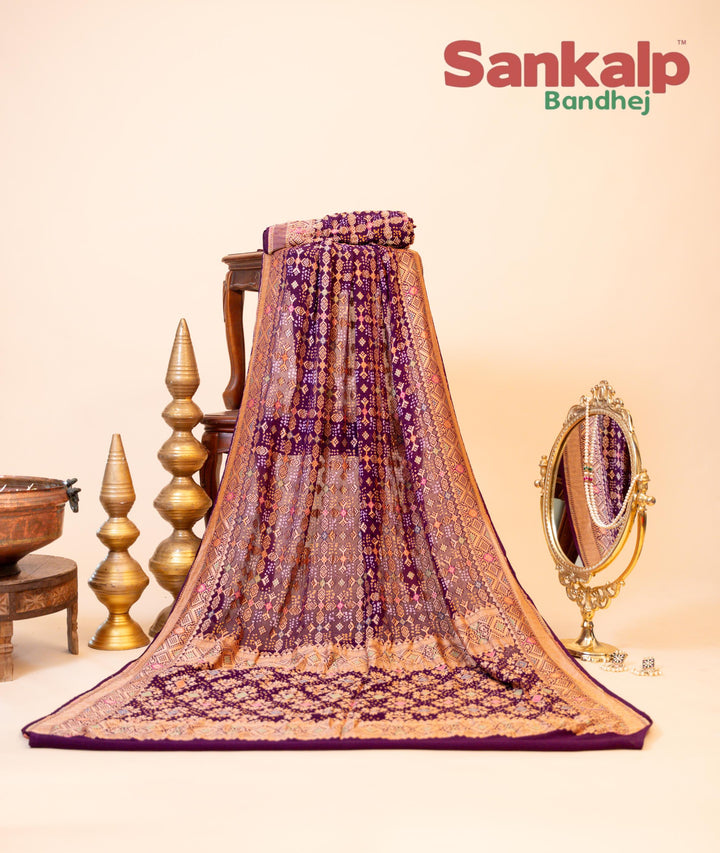 Pure Banarasi Georgette Meenakari Saree With Neem Zari