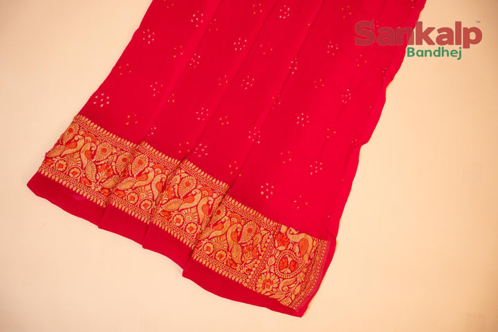 Orange Pure Banarasi Georgette Gharchola Saree With Neem Zari Work