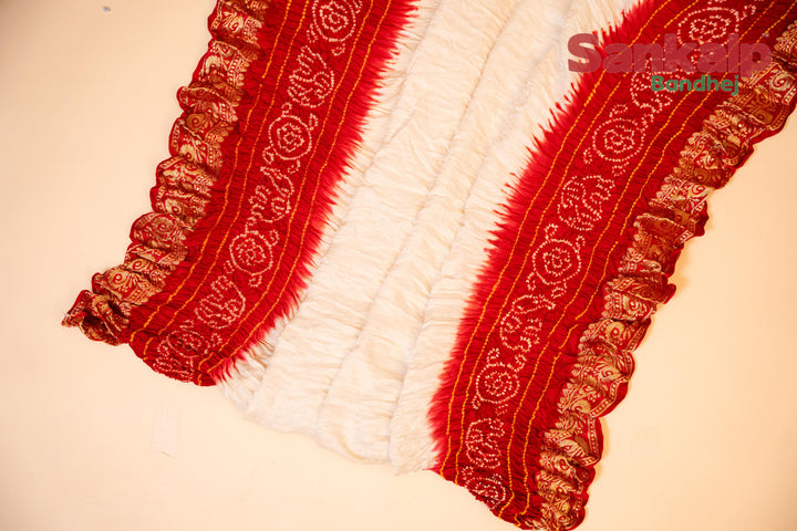 Maron Pure Gajji Silk Mango Border Bandhej Saree