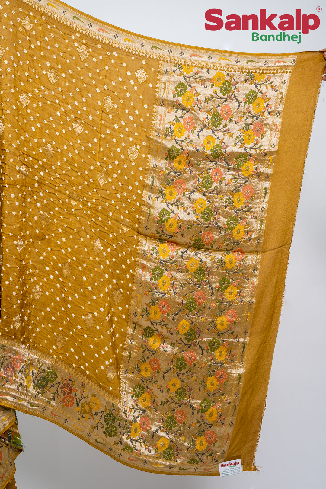 Mustard (Sonera) Bandhani Tussar Silk Saree