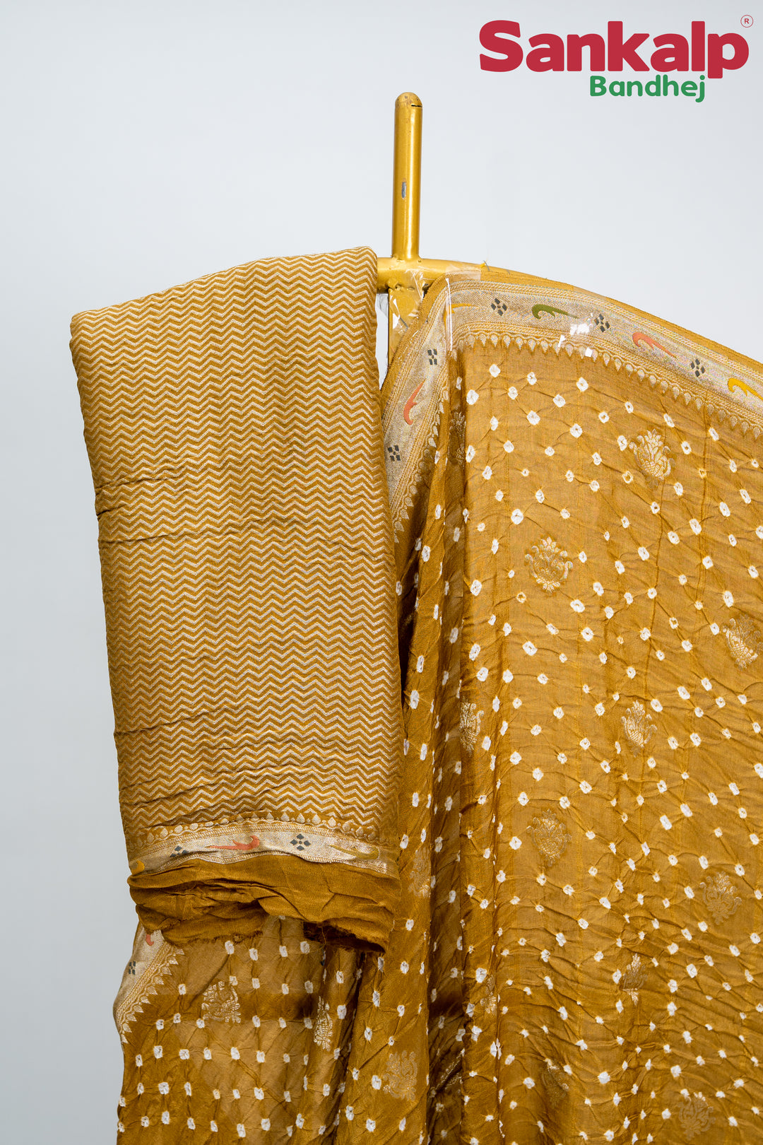 Mustard (Sonera) Bandhani Tussar Silk Saree