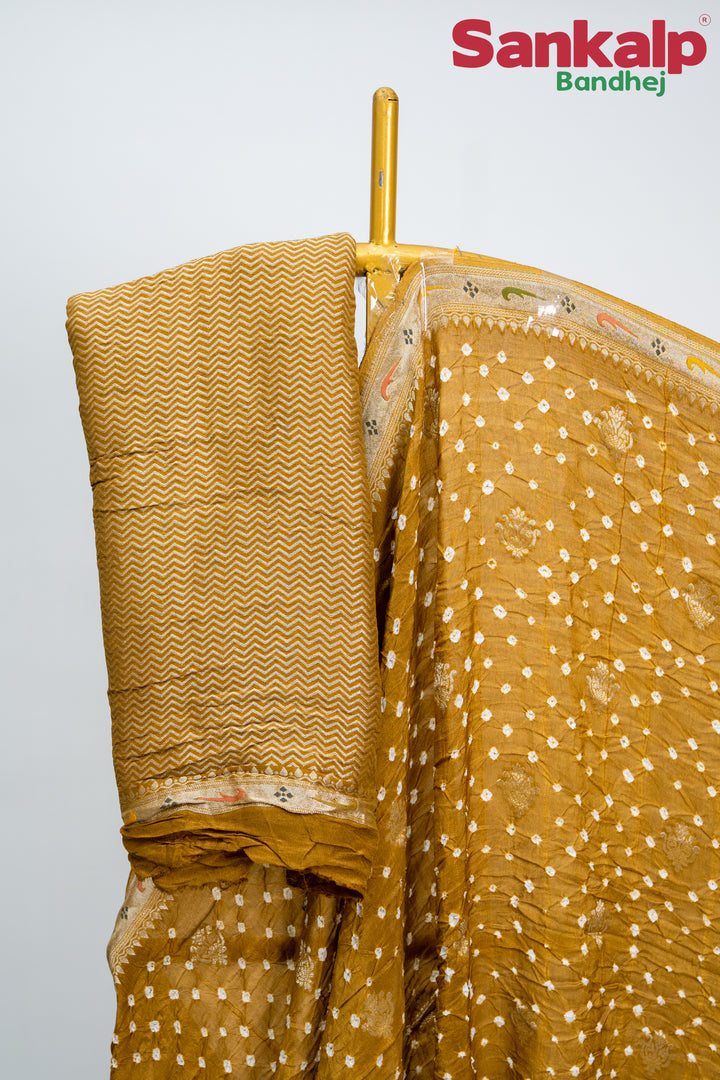 Mustard (Sonera) Bandhani Tussar Silk Saree