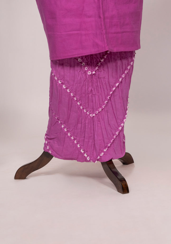 Dull Pink Cotton Satin Suit Material with Neck Embroidery