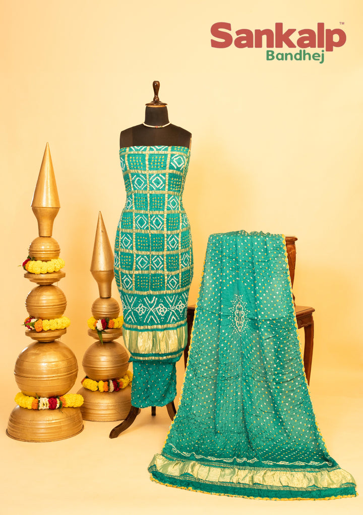 Sky Blue Pure Modal Silk Gharchola Dress Material