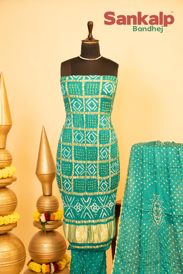 Sky Blue Pure Modal Silk Gharchola Dress Material