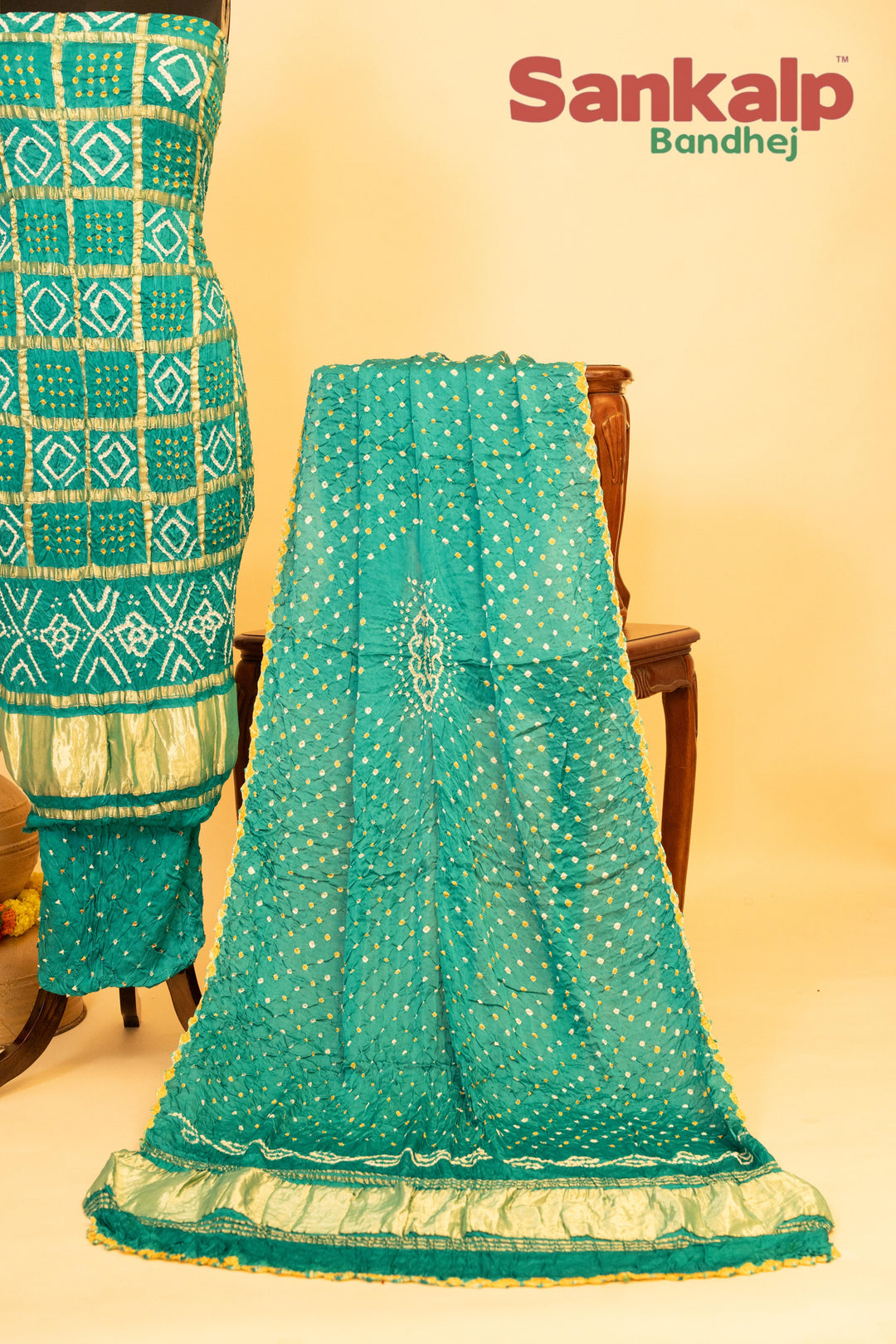 Sky Blue Pure Modal Silk Gharchola Dress Material