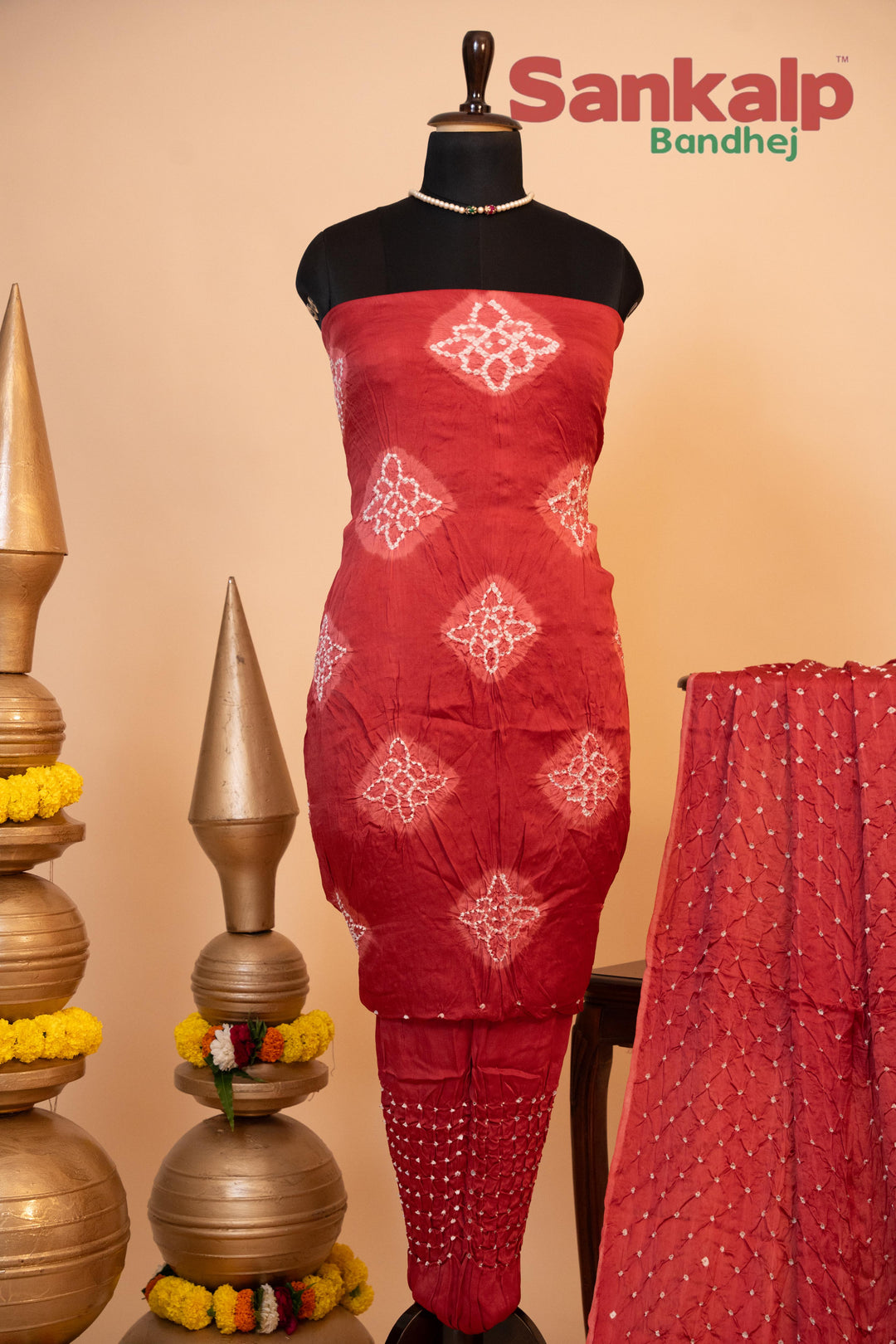 Pure Modal Gaji Silk Dress Material In Maroon