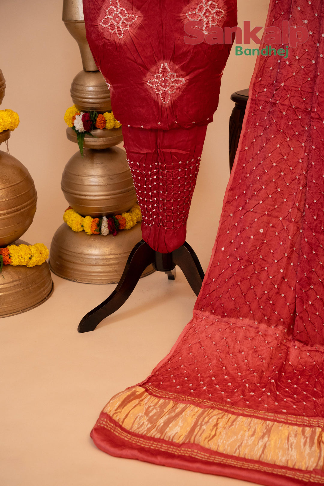 Pure Modal Gaji Silk Dress Material In Maroon