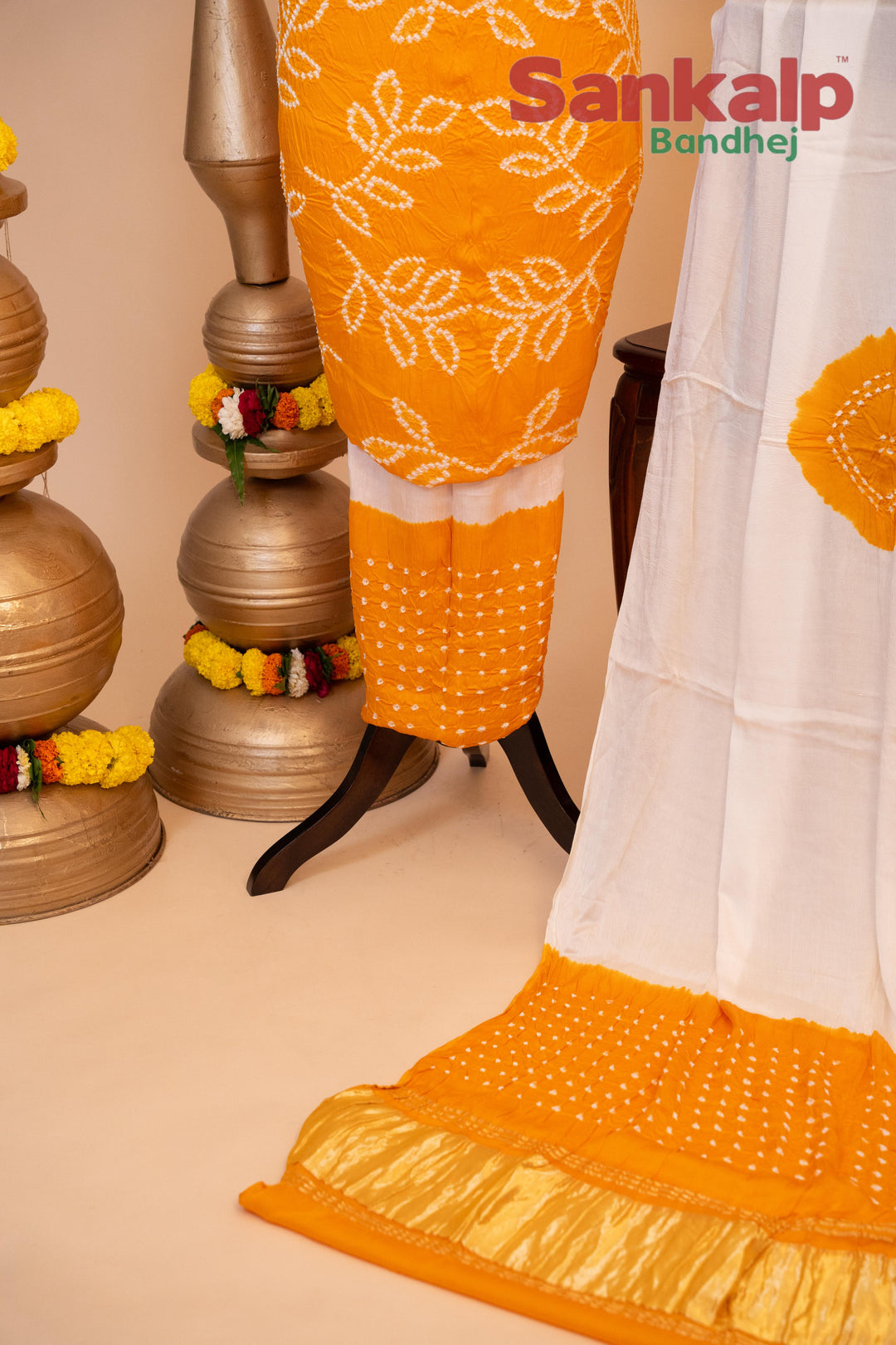 Yellow and White Modal Silk Fancy Ambadal Dress Material