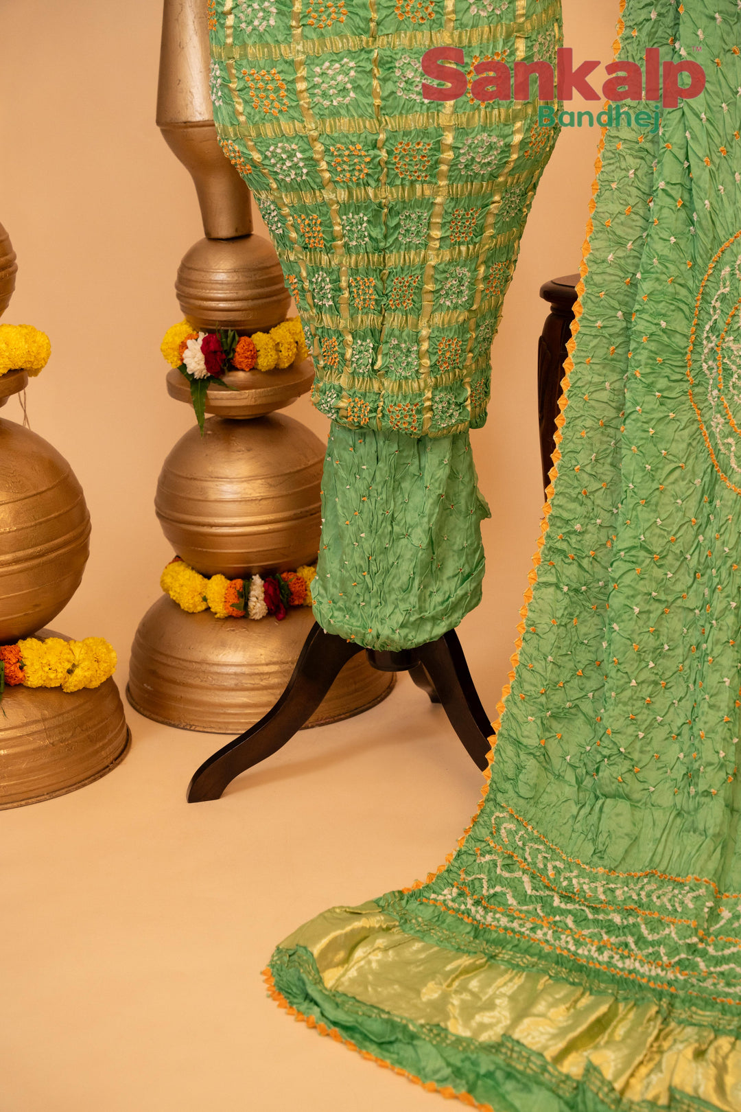 Pastel Green Pure Modal Gaji Silk Gharchola Dress Material