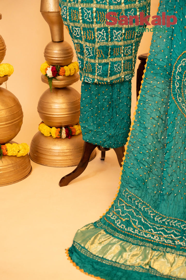 Sky Blue Pure Modal Gaji Silk Gharchola Dress Material