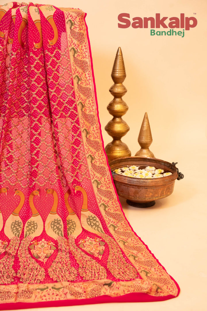 Pink Banarasi Georgette Tilfi Neem Zari Dupatta