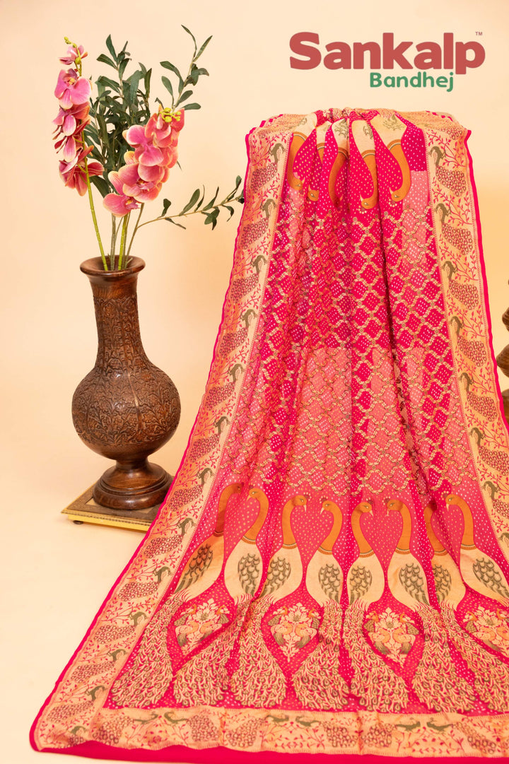 Pink Banarasi Georgette Tilfi Neem Zari Dupatta