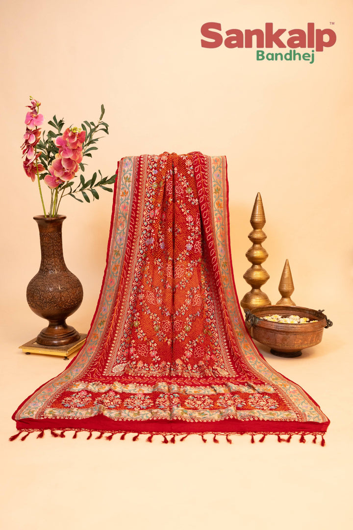Banarasi Georgette Kadva Zari Meenakari Dupatta In Maroon Colour