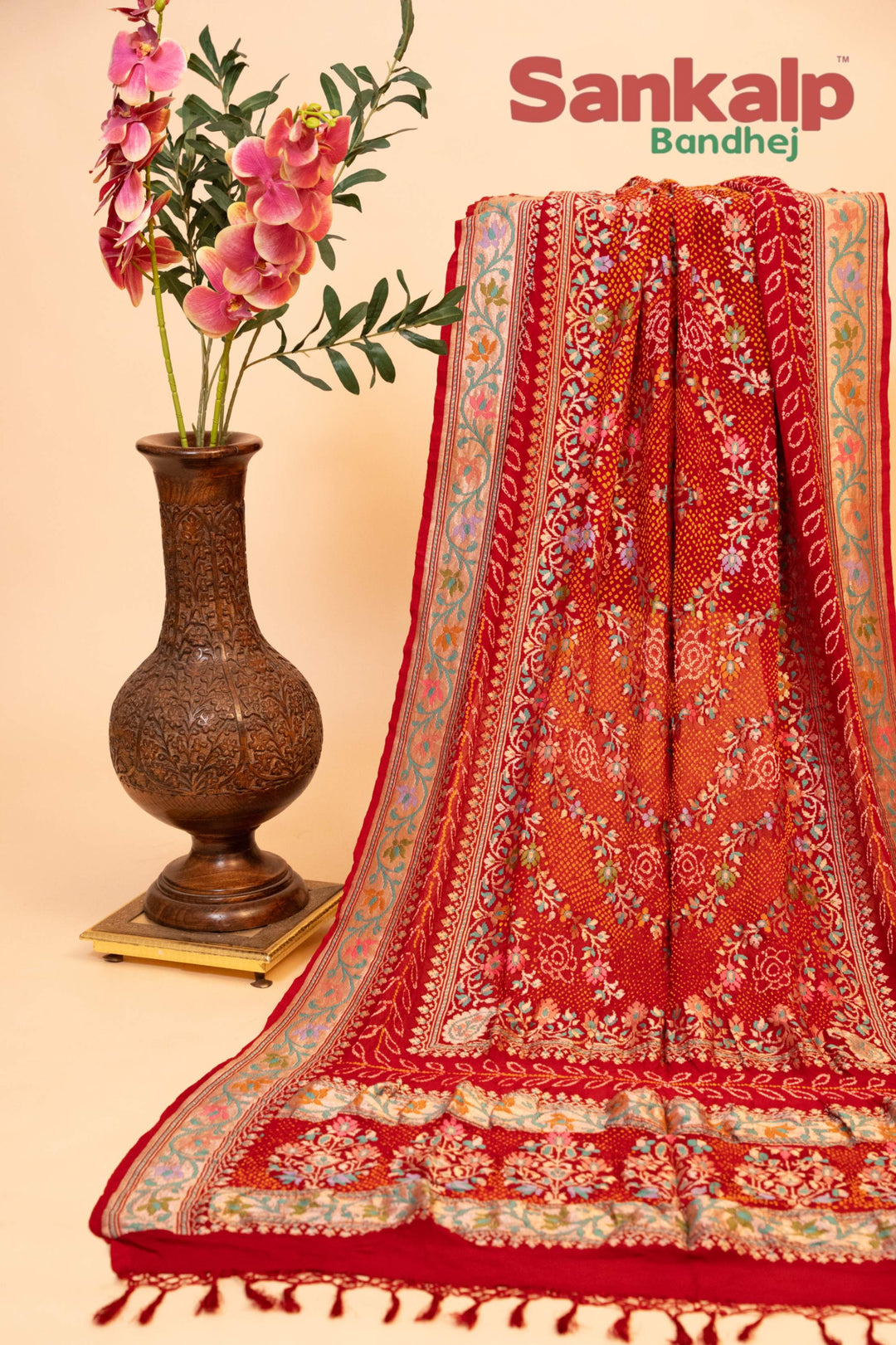 Banarasi Georgette Kadva Zari Meenakari Dupatta In Maroon Colour