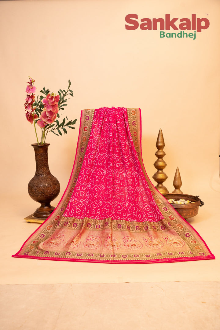 Rani Pink Banarasi Georgette Tilfi Sikari Dupatta