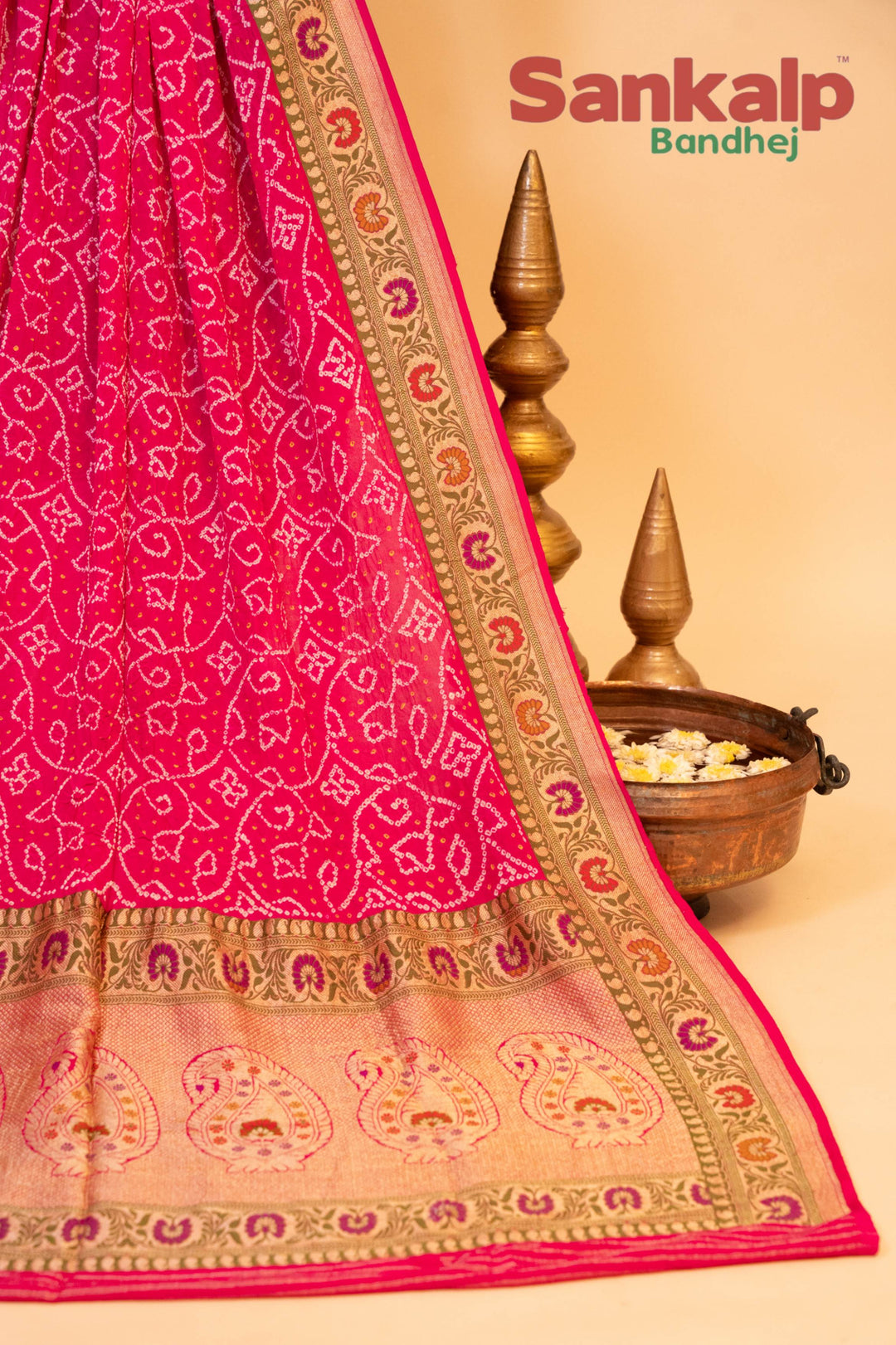 Rani Pink Banarasi Georgette Tilfi Sikari Dupatta