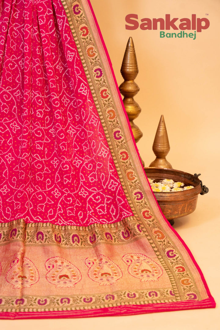 Rani Pink Banarasi Georgette Tilfi Sikari Dupatta