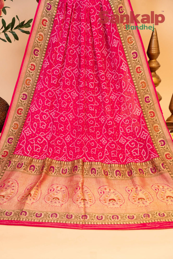 Rani Pink Banarasi Georgette Tilfi Sikari Dupatta