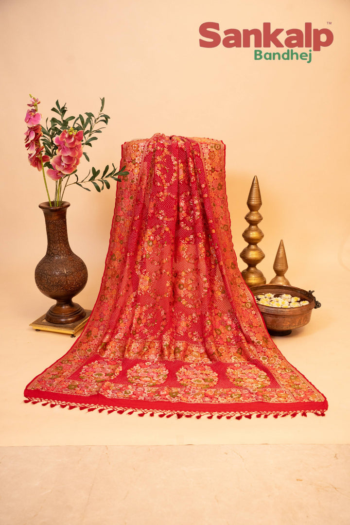 Royal Red Banarasi Meenakari Chothera Dupatta