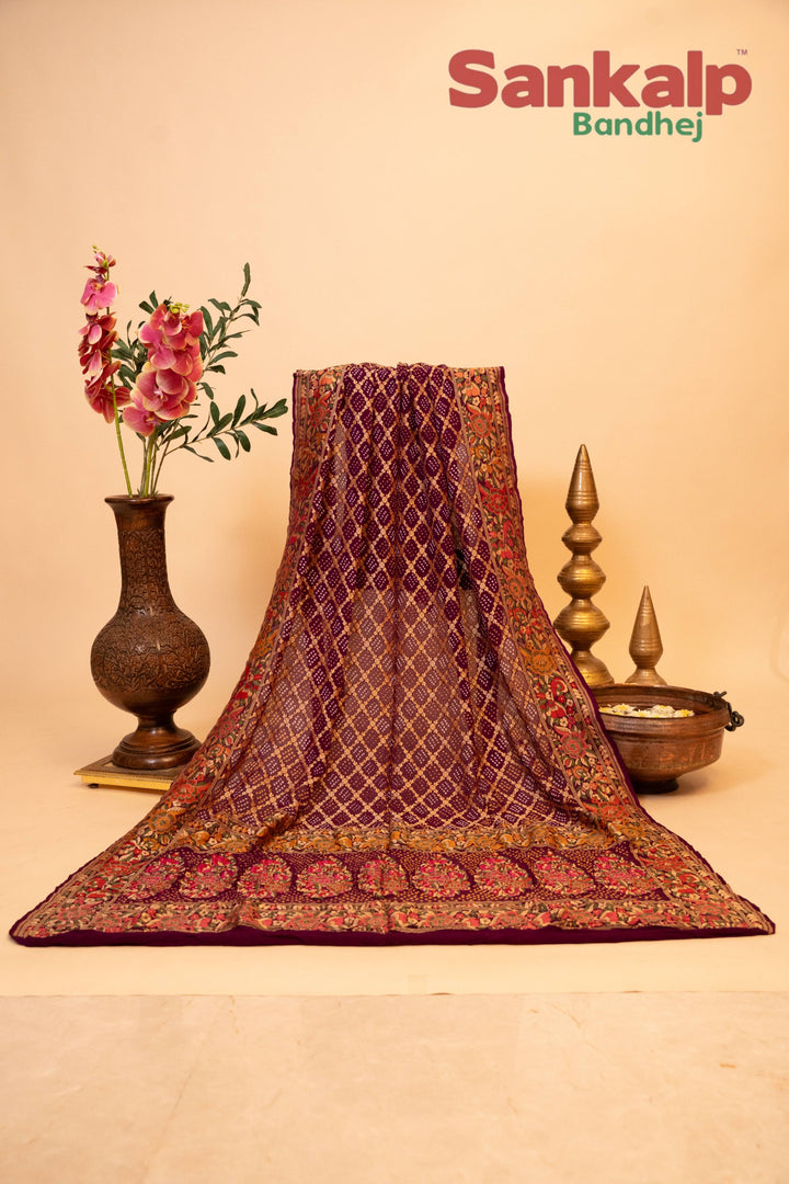 Rich Purple Banarasi Georgette Tilfi Meenakari Dupatta