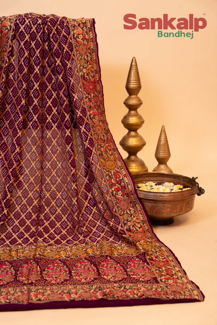 Rich Purple Banarasi Georgette Tilfi Meenakari Dupatta