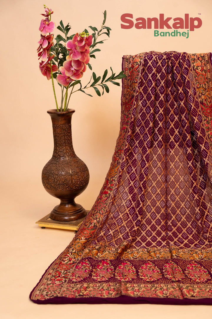 Rich Purple Banarasi Georgette Tilfi Meenakari Dupatta