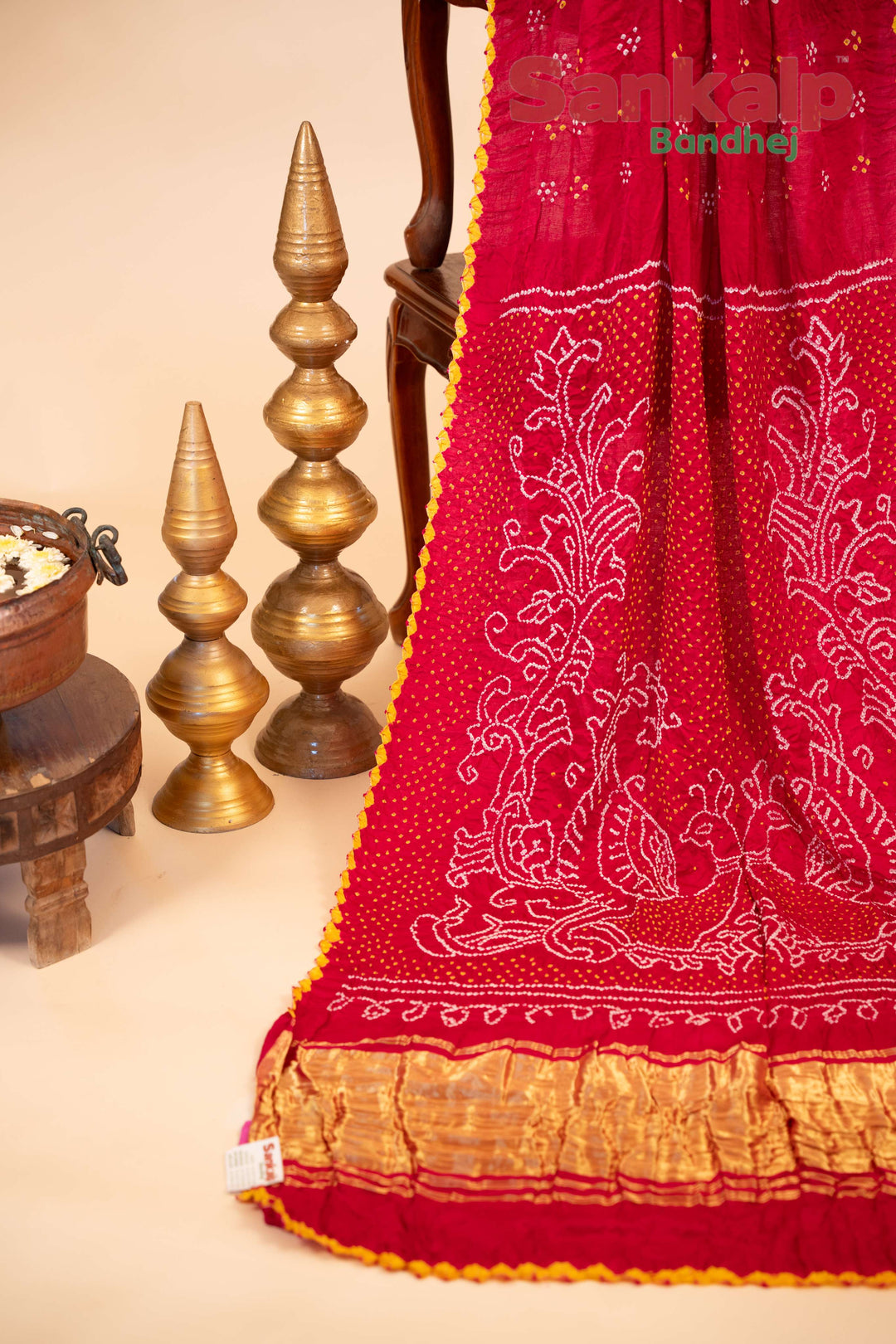 Pink More Pallu Gajji Silk Bandani Saree