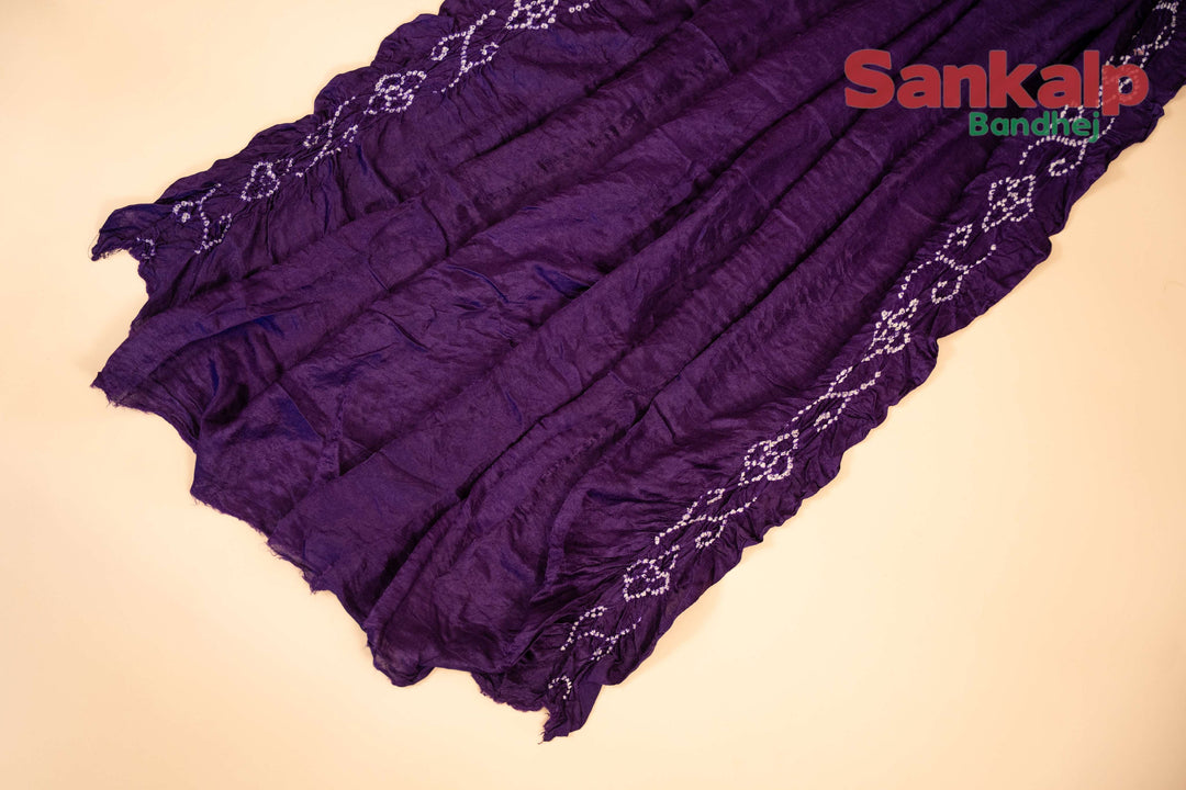 Purple Gajji Silk Bandhani Saree With Lagdi Patta