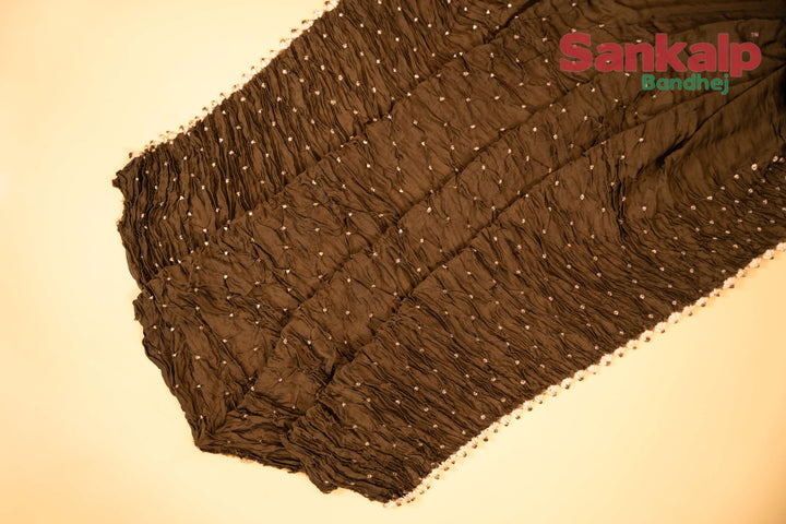 Light Chocolate Pure Modal Silk Lagdi Patta Pallav Bandhani Saree