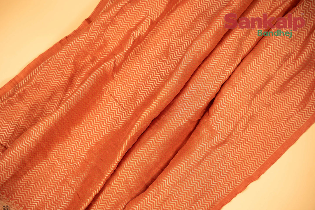 Peach Tussar Silk Bandhej Saree With Zari Border