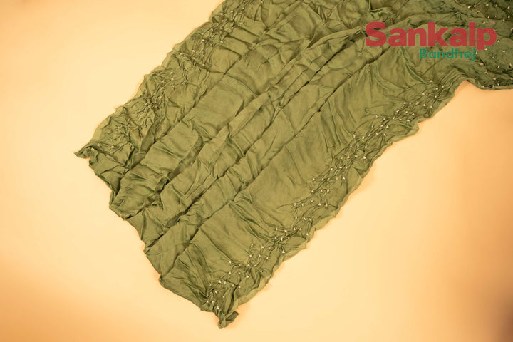Pastel Green Modal Silk Lucknowi Bandhej Saree