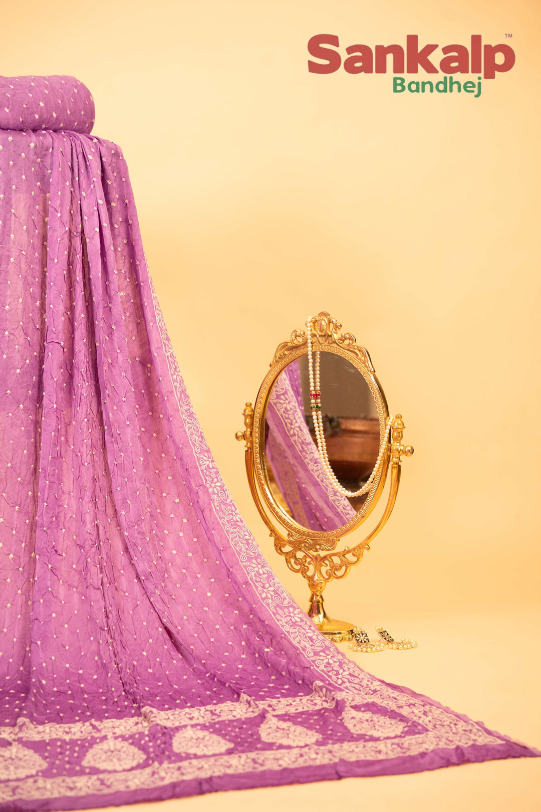 Light Purple Modal Silk Lucknowi Bandhej Saree