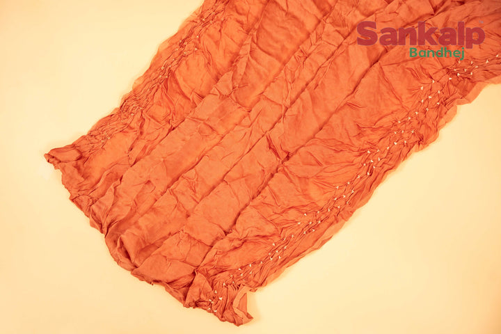 Light Orange Modal Silk Lucknowi Bandhej Saree