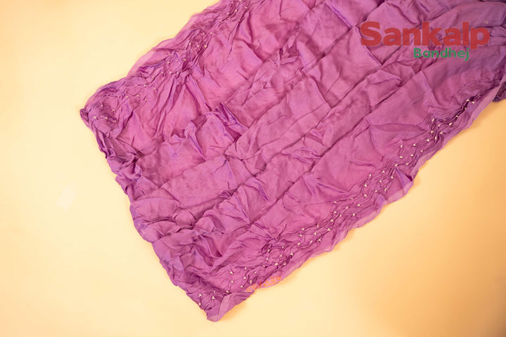 Light Purple Modal Silk Lucknowi Bandhej Saree