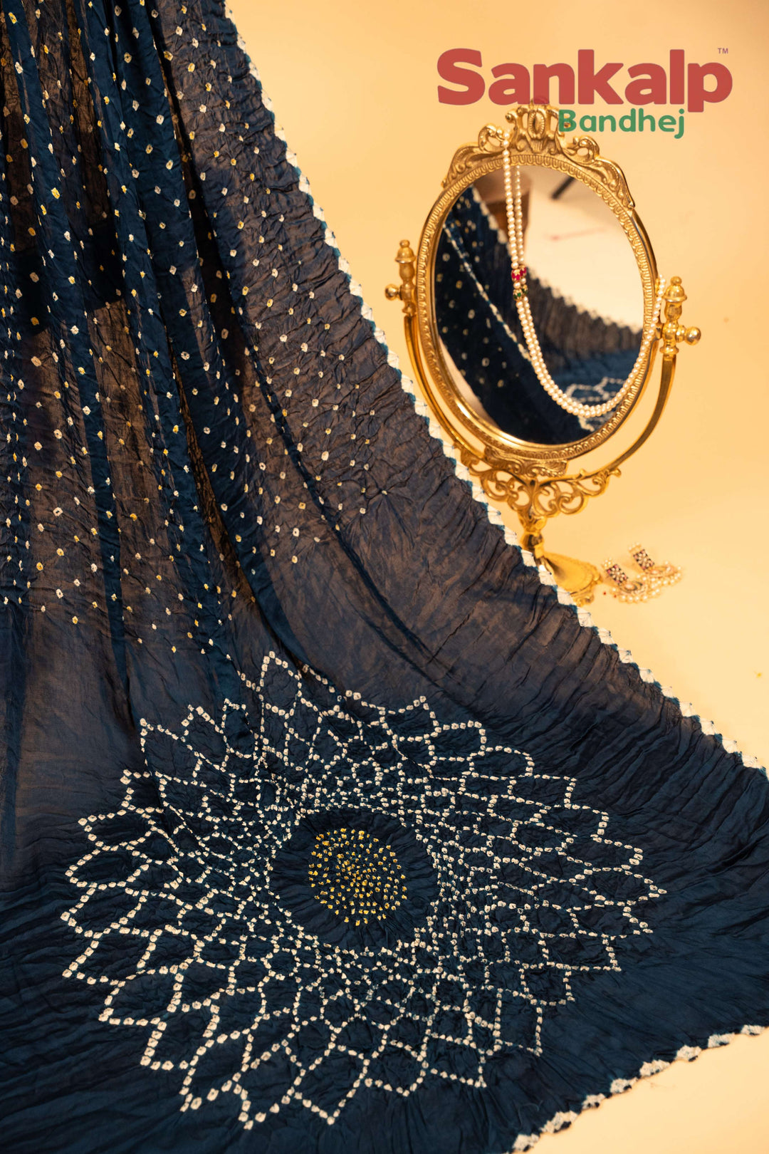 Blue Pure Modal Silk Single Dot Bandhej Saree