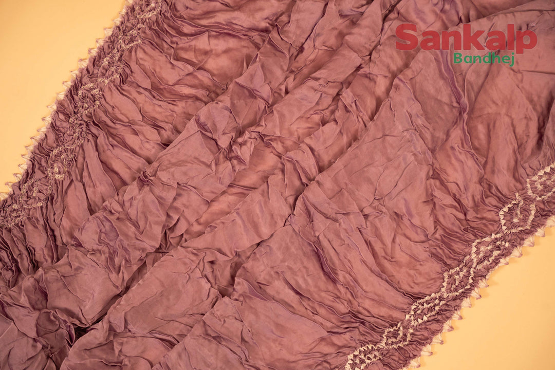 Lavender Pure Modal Silk Bandhani Saree With Lagdi Patta